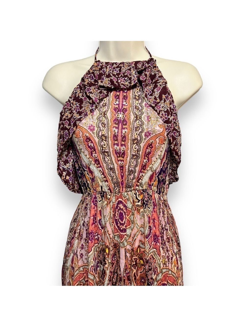 MIAMI Boho Halter Maxi Dress Size Small